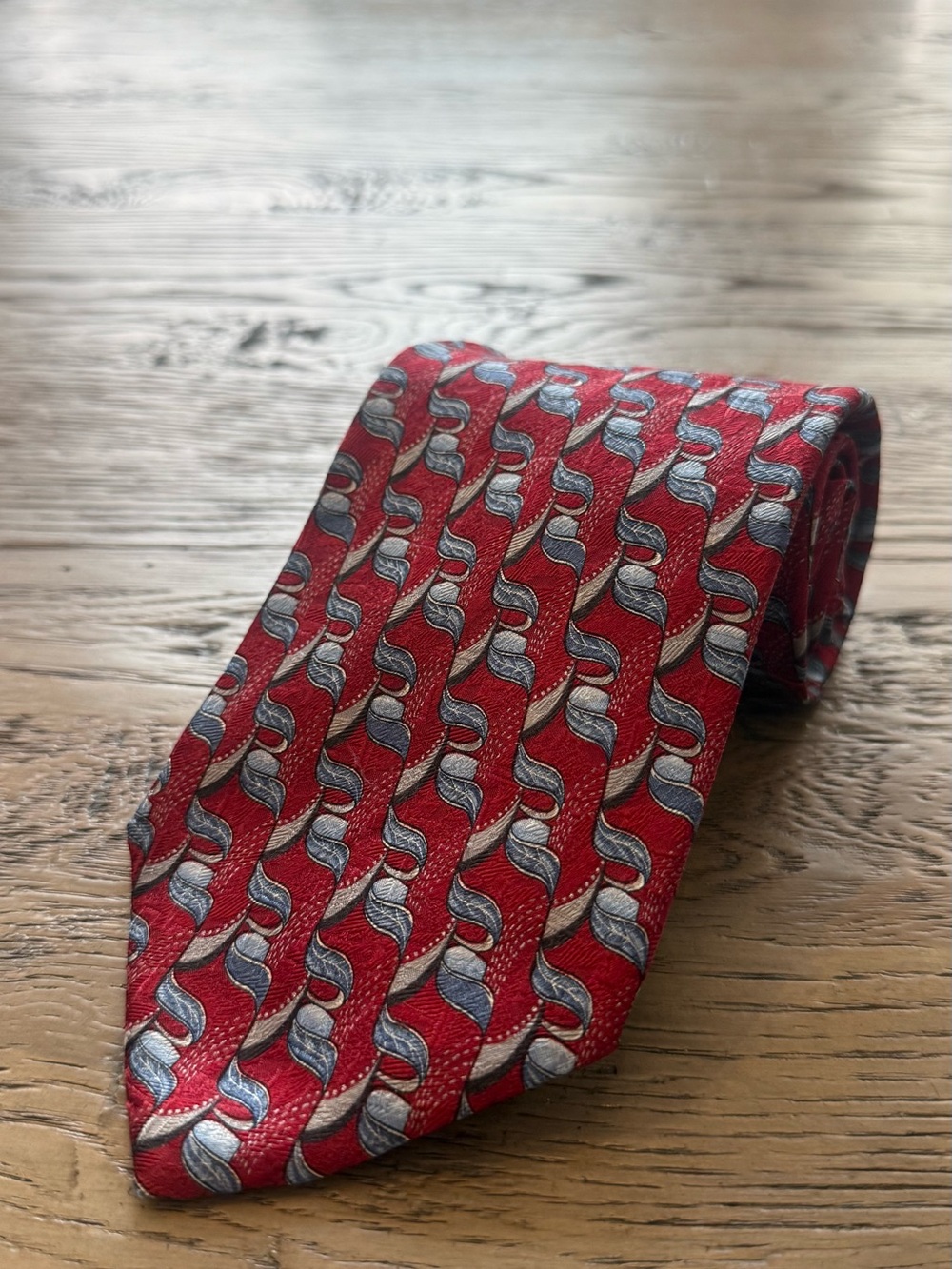 Zegna Red Patterned Men's Silk Tie